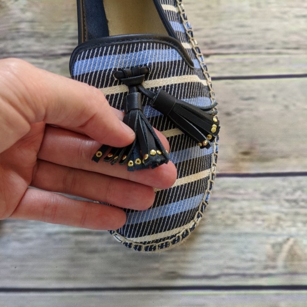 New Talbots Ivy Striped Espadrille Tassel Loafers - Picture 11 of 16